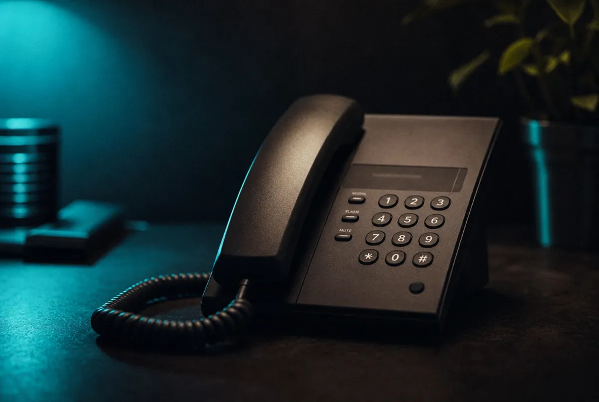 Telefon im t&uuml;rkisen Akzentlicht, diskret